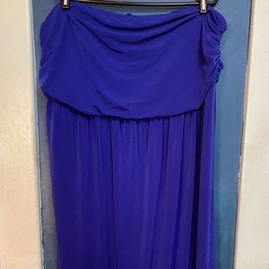 Strapless jersey blue maxi dress